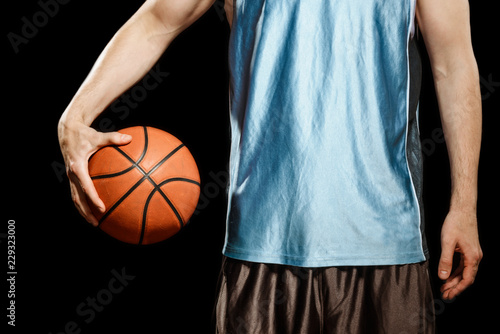 Close up player holding ball