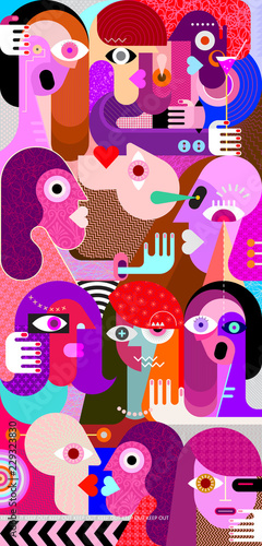 Large group of people vector graphic