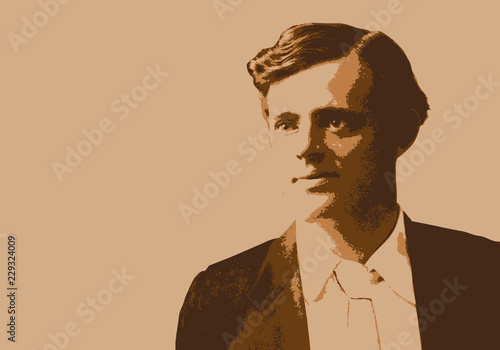 Portrait de Jack London, célèbre écrivain et romancier américain du début du 20ème siècle