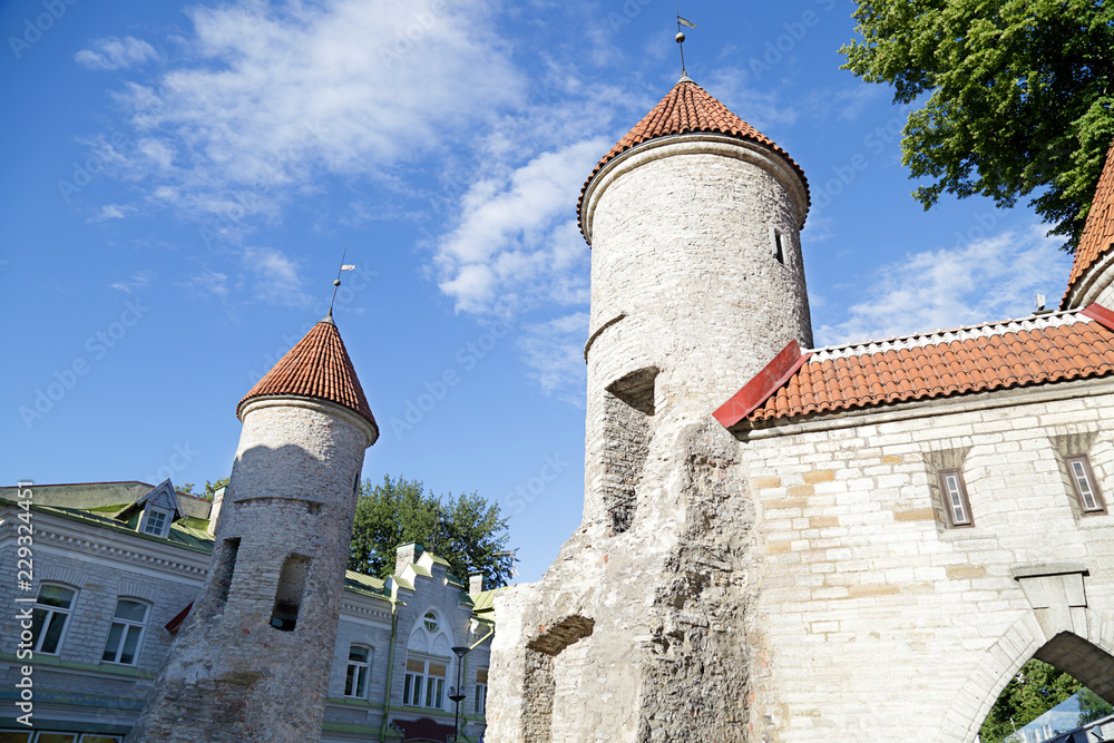 Viru Gate in the old town of Tallinn, Estonia
