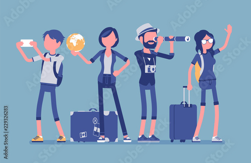 Travelers group with luggage