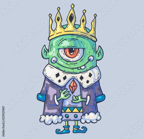 Cave King of Dwarves and Trolls. Cartoon illustration for web and print.