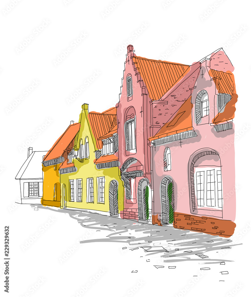Vector sketch of Traditional architecture in the town of Bruges (Brugge), Belgium
Vector sketch of Traditional architecture in the town of Bruges (Brugge), Belgium