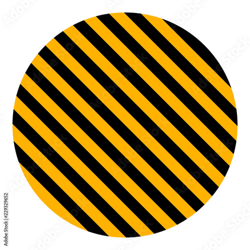 circle yellow and black diagonal stripes, vector safety stripe warning, circle warn caution construction background