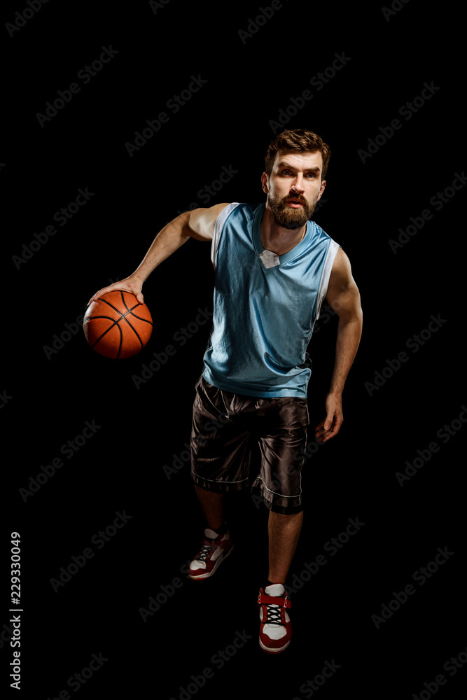 Running basketball player on black Running basketball player on black