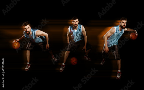 Player dribbling a basketball