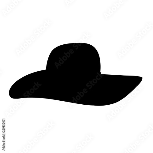 white background, women's hat black silhouette