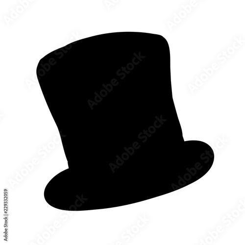 vector, on a white background, male top hat black silhouette
