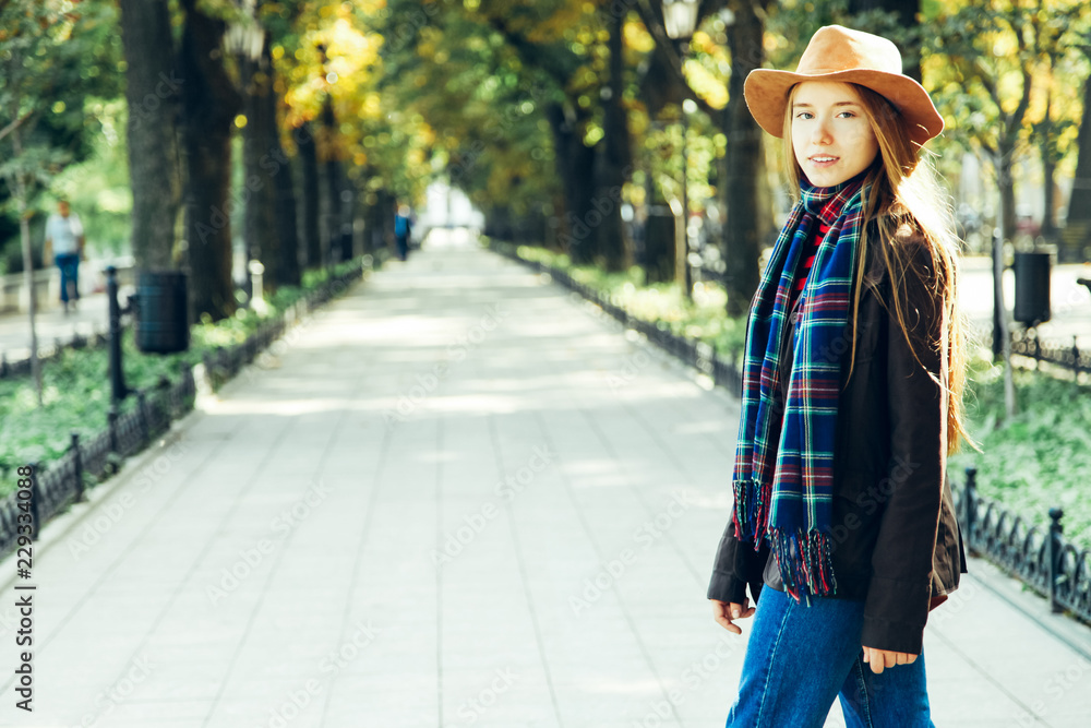 Girl in autumn clothes