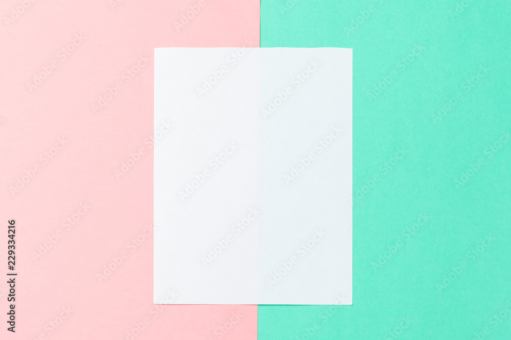 White paper and space for text on pastel color background White paper and space for text on pastel color background