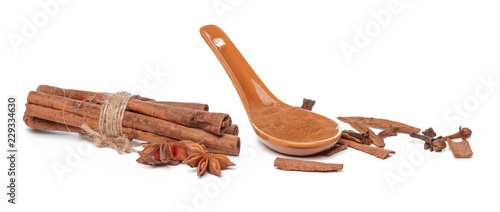 Cinnamon sticks isolated on white background