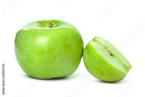 Ripe green apple isolated on a white background