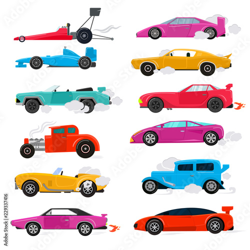 Car vector retro luxury auto transport racing car and vintage art deco modern automobile illustration set of old automotive vehicle isolated citycar on white background illustration