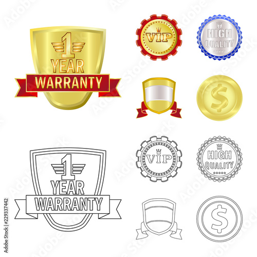 Vector design of emblem and badge icon. Set of emblem and sticker stock vector illustration.