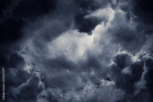 Dark moody storm clouds. Ominous warning.