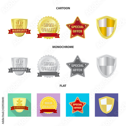 Isolated object of emblem and badge logo. Collection of emblem and sticker vector icon for stock.