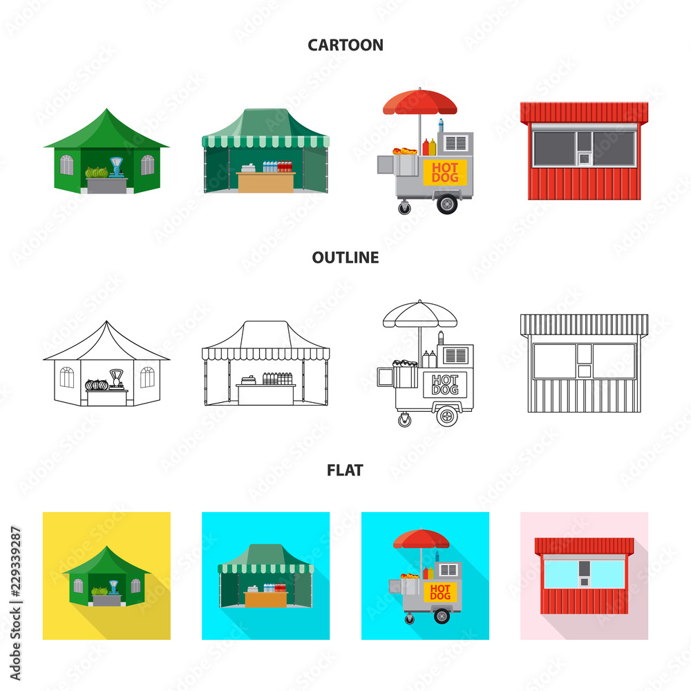 Isolated object of market and exterior sign. Set of market and food vector icon for stock.
