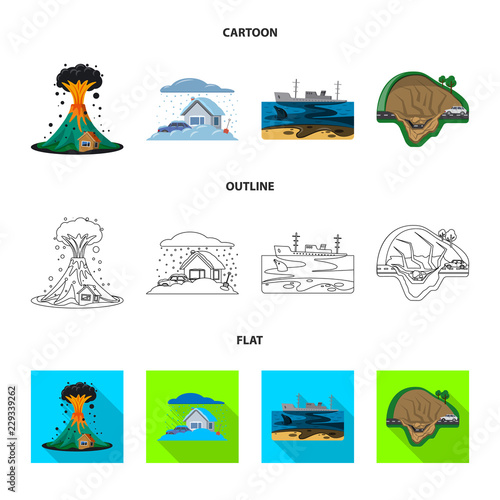 Vector illustration of natural and disaster symbol. Set of natural and risk stock vector illustration.