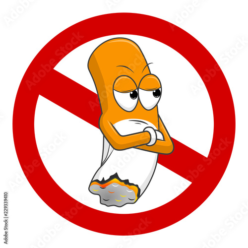 Cartoon grumpy cigarette stub