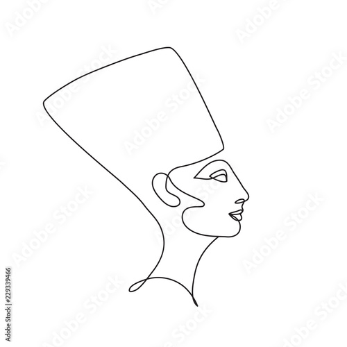 Egyptian queen Nefertiti isolated on white background.