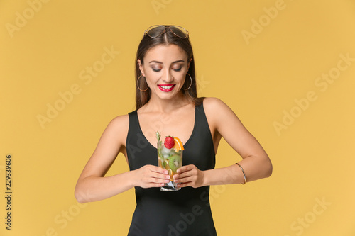 Beautiful woman in swimming...