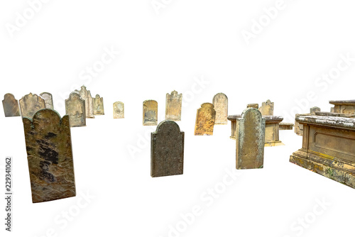 Obraz na plátně cemetery ancient tombs isolated on white background with copyspace
