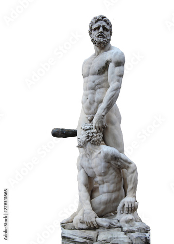 Isolated shoot for old renaissance dated greek mythology scene sculpture in florence