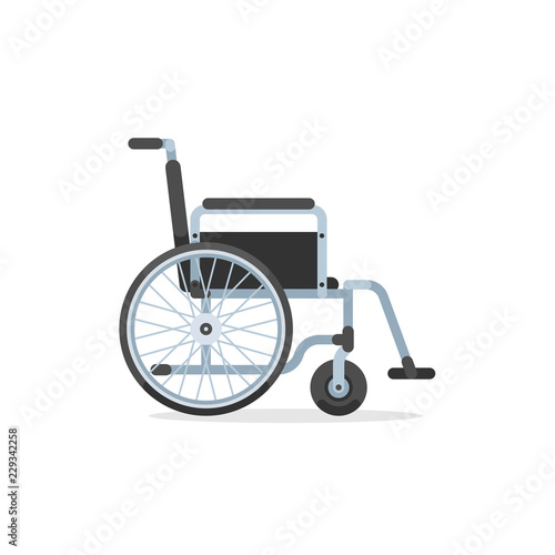 Wheelchair for disabled person. Vector illustration in trendy flat style isolated on white background