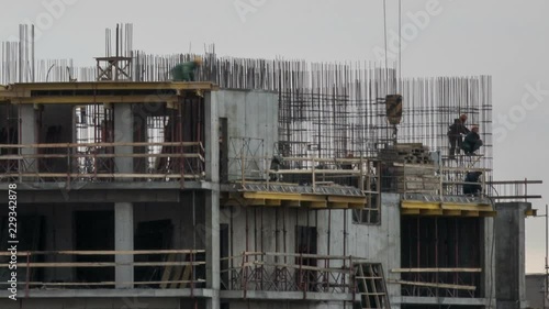 Wallpaper Mural Aerial view of construction at cloudy day. Timelapse. Torontodigital.ca