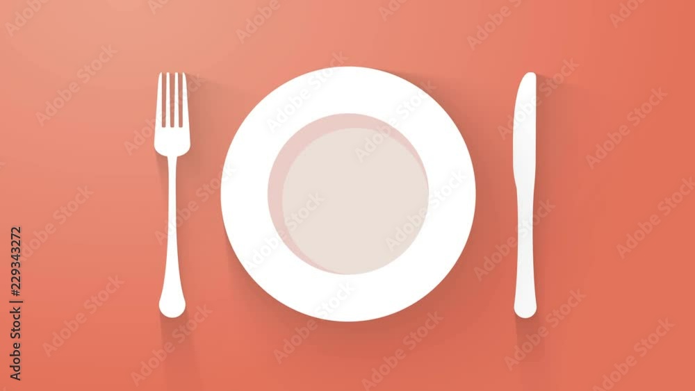 plate with cutlery and long shadows