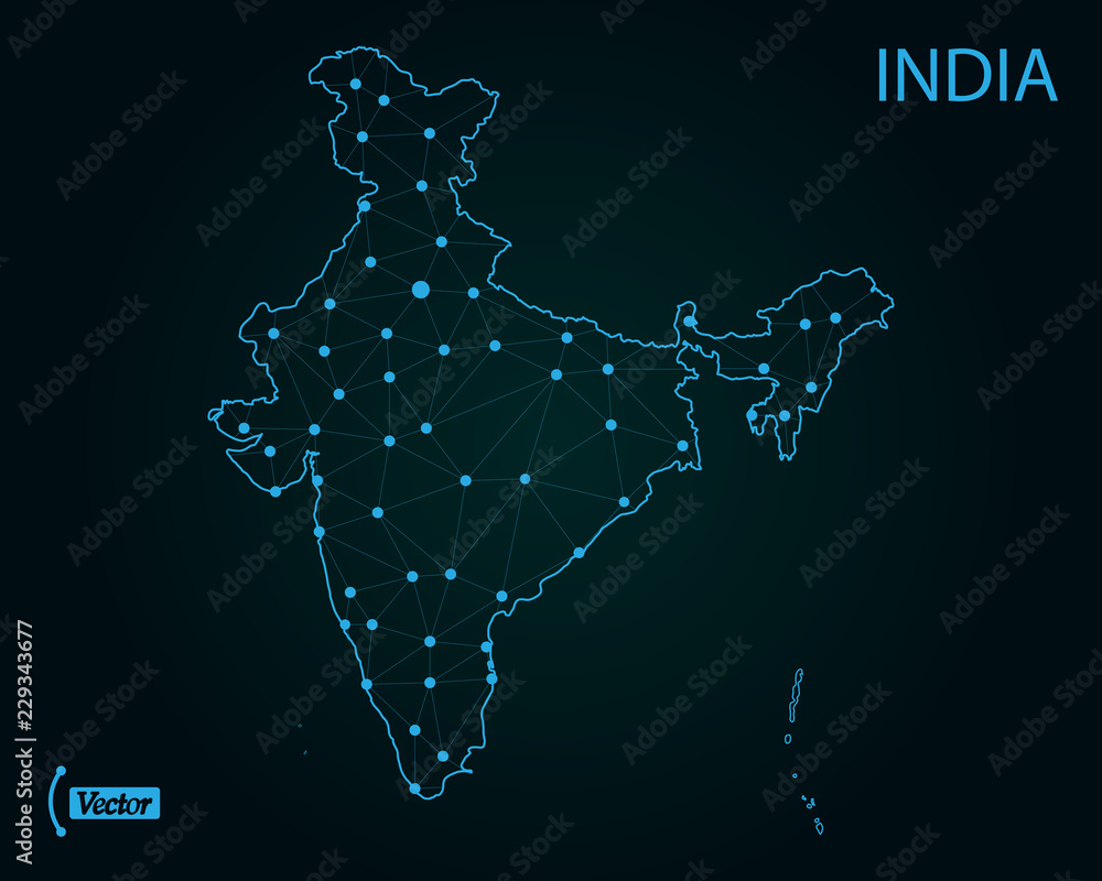 Map of India. Vector illustration. World map Map of India. Vector illustration. World map