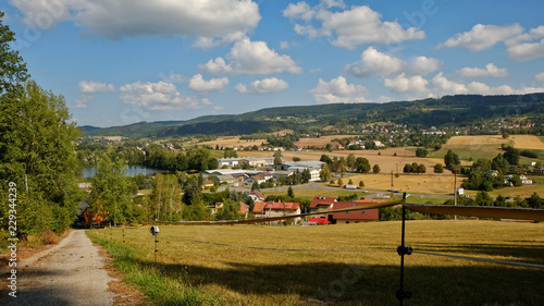 view on a village under mountain