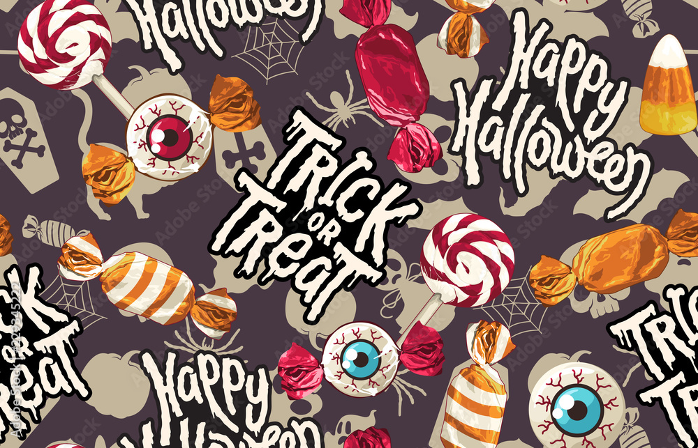 Halloween Seamless Pattern. Digital design elements for Halloween. Perfect for decoration, wrapping papers, greeting cards, web page background and other print projects.