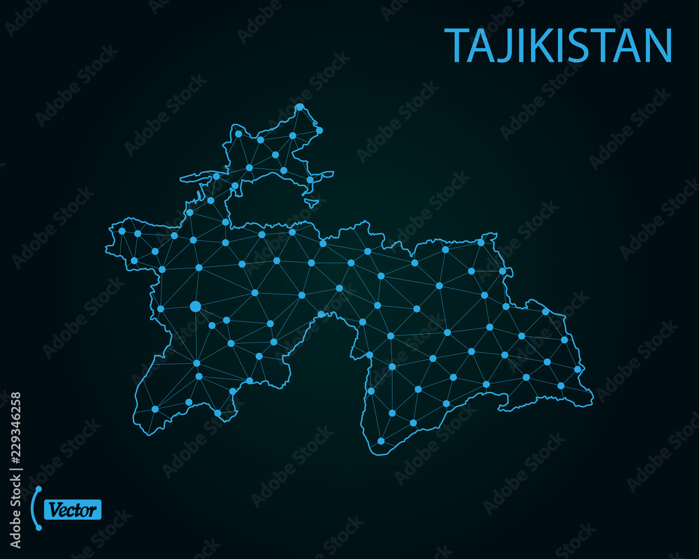 Map of Tajikistan. Vector illustration. World map