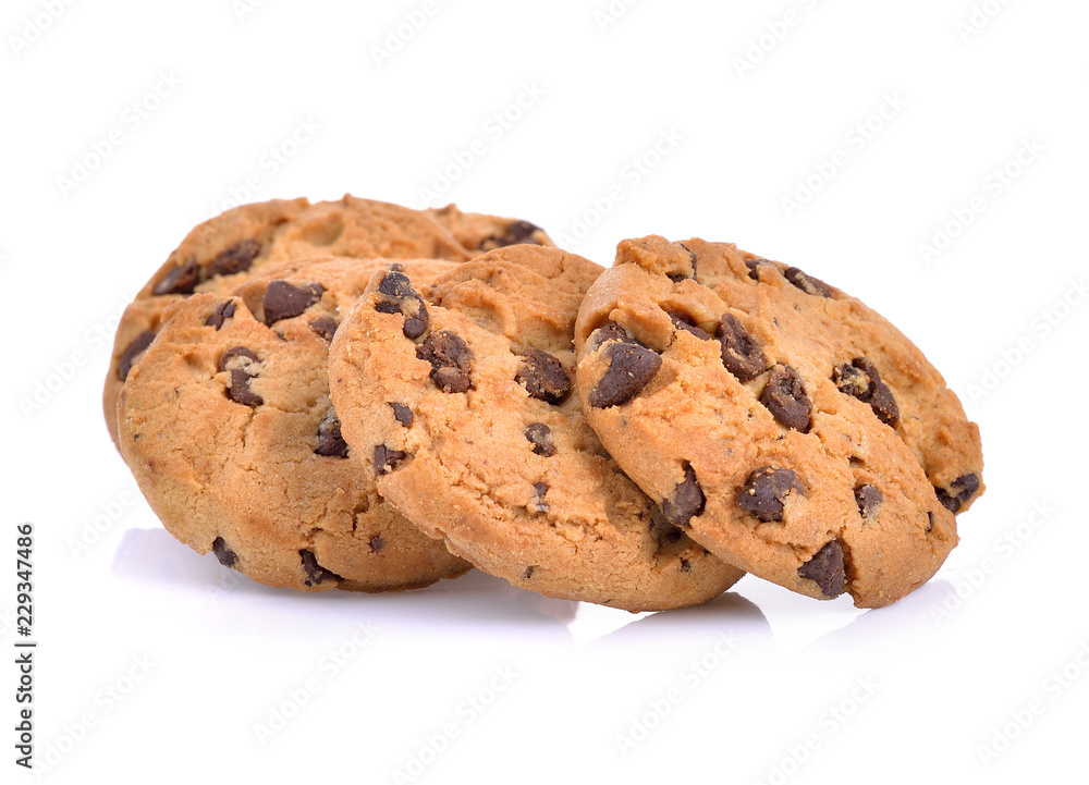 Chocolate chip cookies isolated on white background. Chocolate chip cookies isolated on white background.