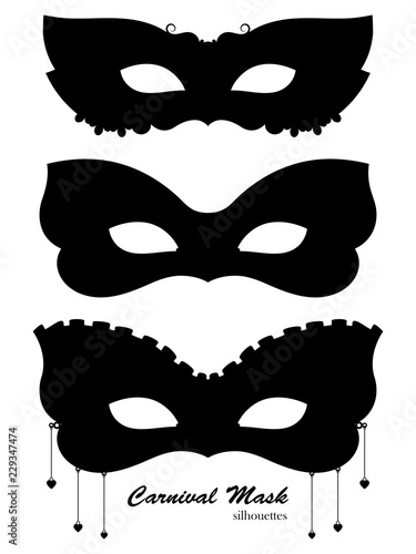 Carnival mask black silhouettes vector illustration on white background