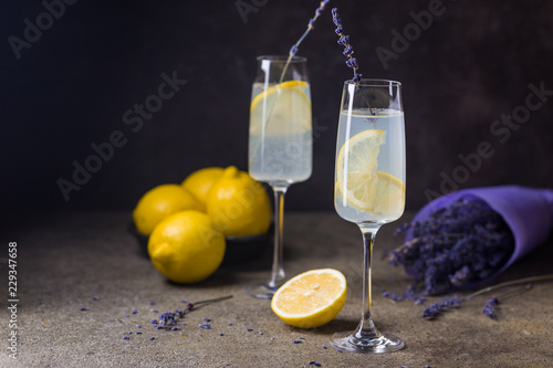 Lemonade with lemons and lavender photo