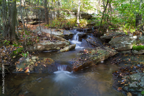 Autumn Woodland Stream Scene, Long Exposure Photogrpahy