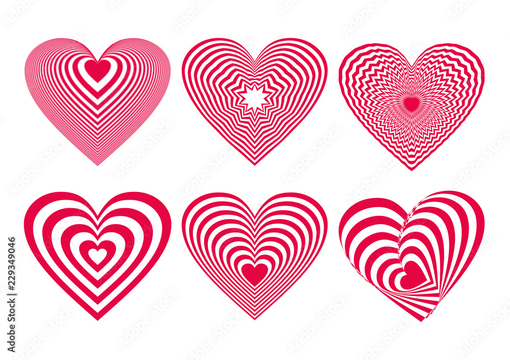 Neon Red Heart Icons Set, ideal for valentines day and wedding. Vector illustration isolated on white Neon Red Heart Icons Set, ideal for valentines day and wedding. Vector illustration isolated on white