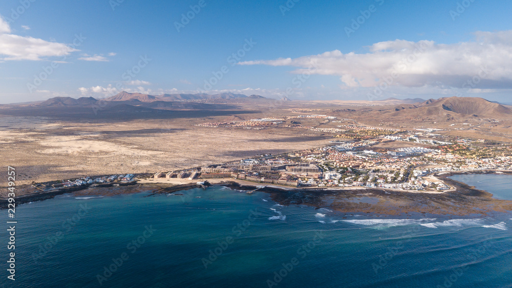 aerial view of Corralejo bay