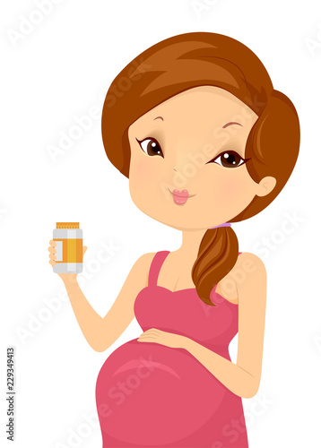 Girl Pregnant Medicine Illu...