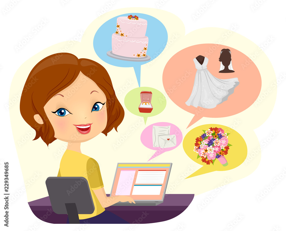 Girl Wedding Coordinator Online Illustration Girl Wedding Coordinator Online Illustration