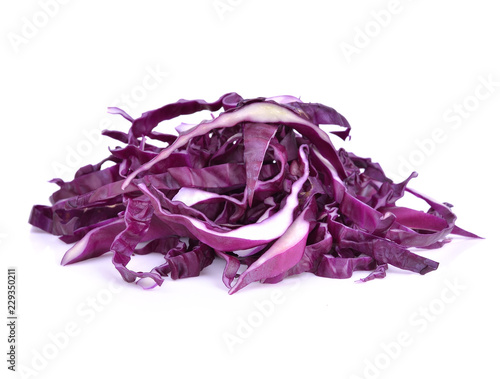 red cabbage sliced on white
