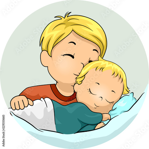 Kid Boy Kiss Baby Sibling I...