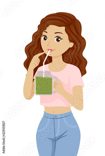 Teen Girl Drink Broccoli Sp...