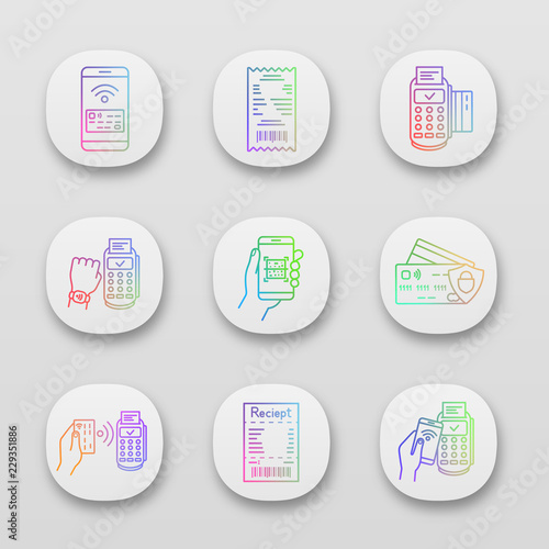 NFC payment app icons set