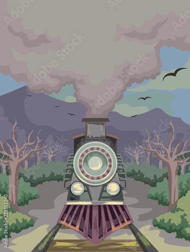 Ghost Train Woods Illustration