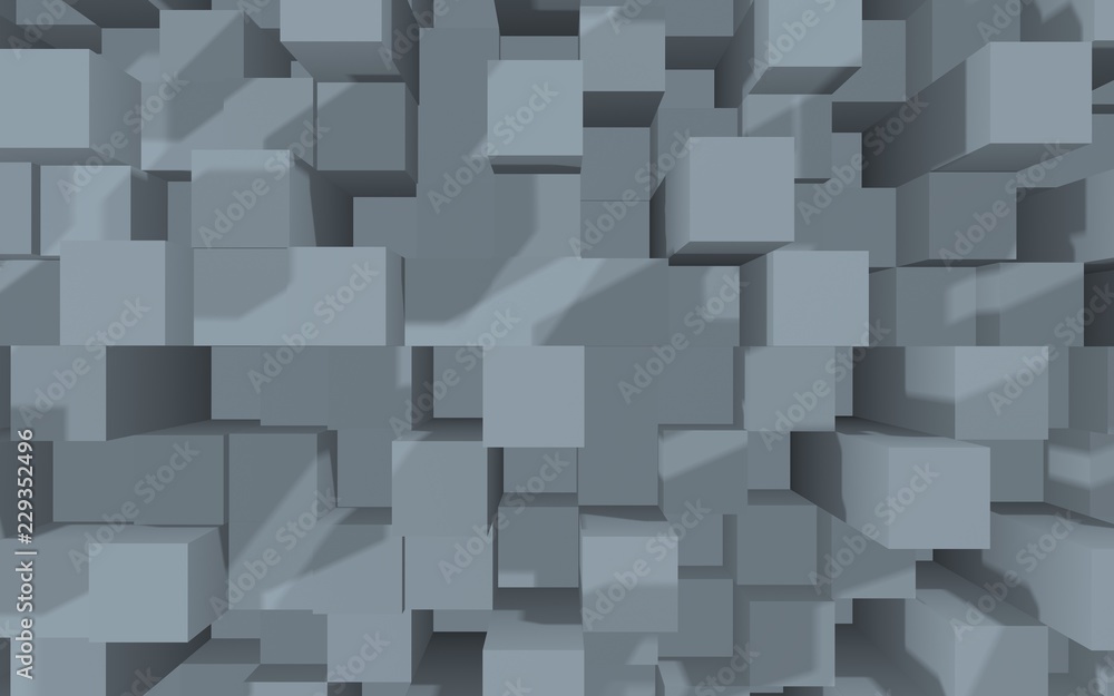 Abstract gray elegant cube geometric background. Chaotically advanced rectangular bars. 3D Rendering, 3D illustration Abstract gray elegant cube geometric background. Chaotically advanced rectangular bars. 3D Rendering, 3D illustration