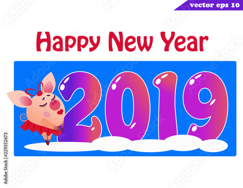 2019 banner with piggy girlon blue photo