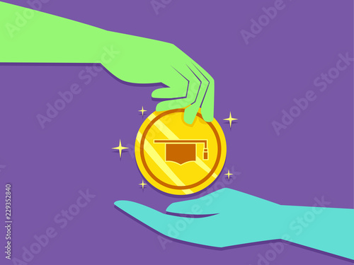 Hands Coin Scholarship Illu...